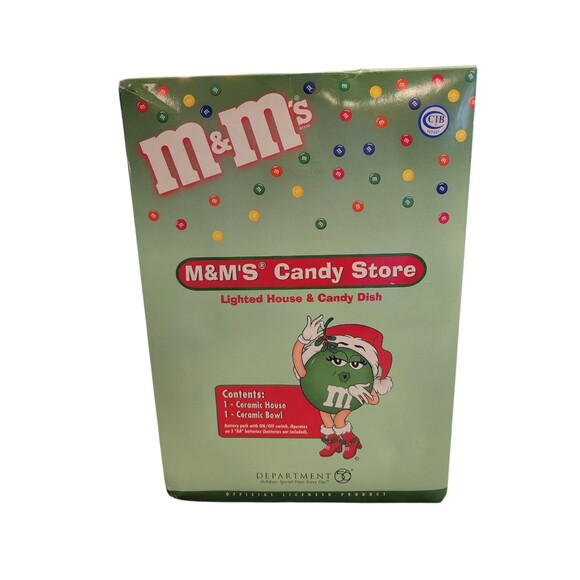 Department 56 M&M's Christmas Candy Shoppe Candy Dish Lighted House 2004 Works - Picture 12 of 15